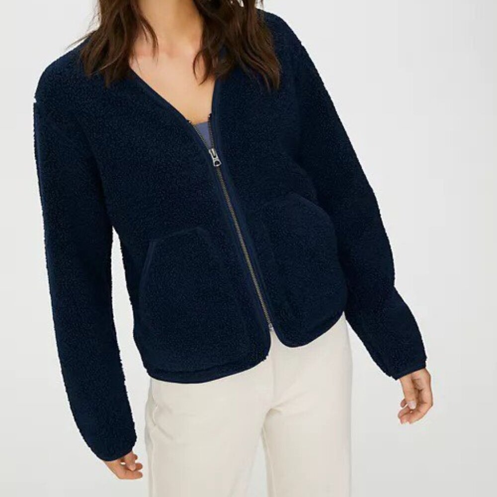 Aritzia - Wilfred Free Sherpa Jacket - Size S - Navy Blue
